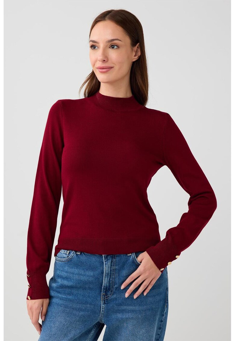 Oferte la Pulover uni cu guler scurt - Visiniu