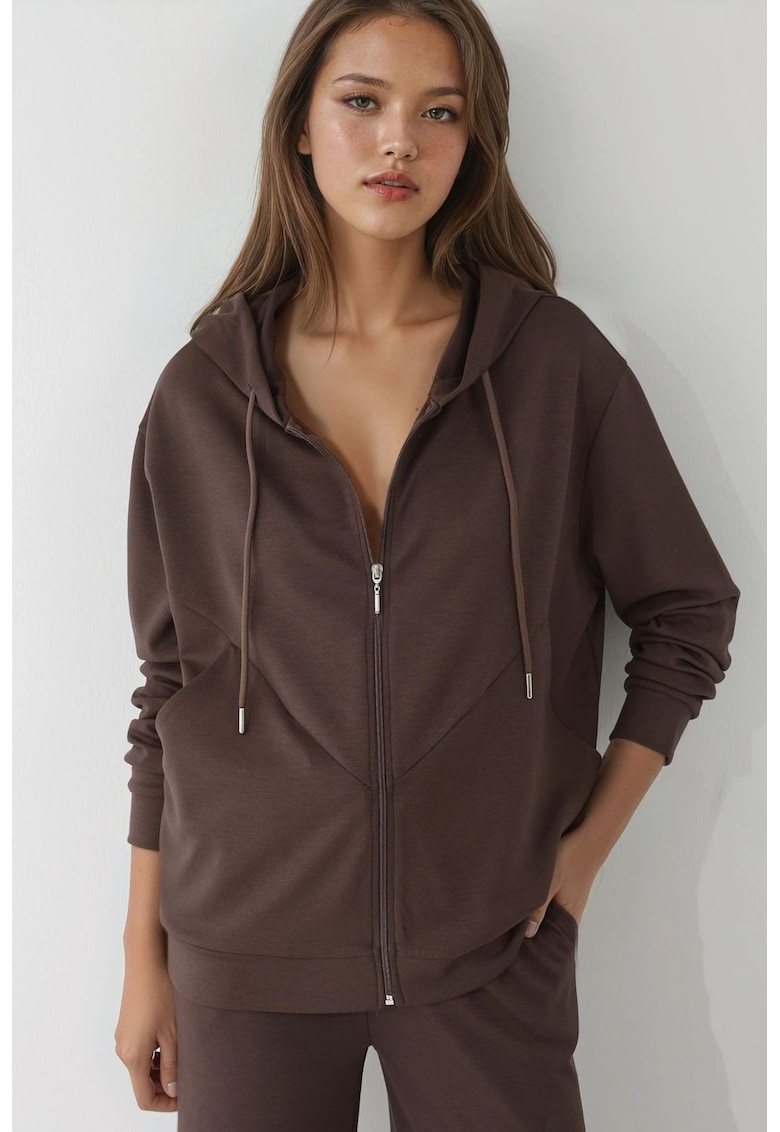 Oferte la Hanorac dama -  cu fermoar - textil - maro - Maro