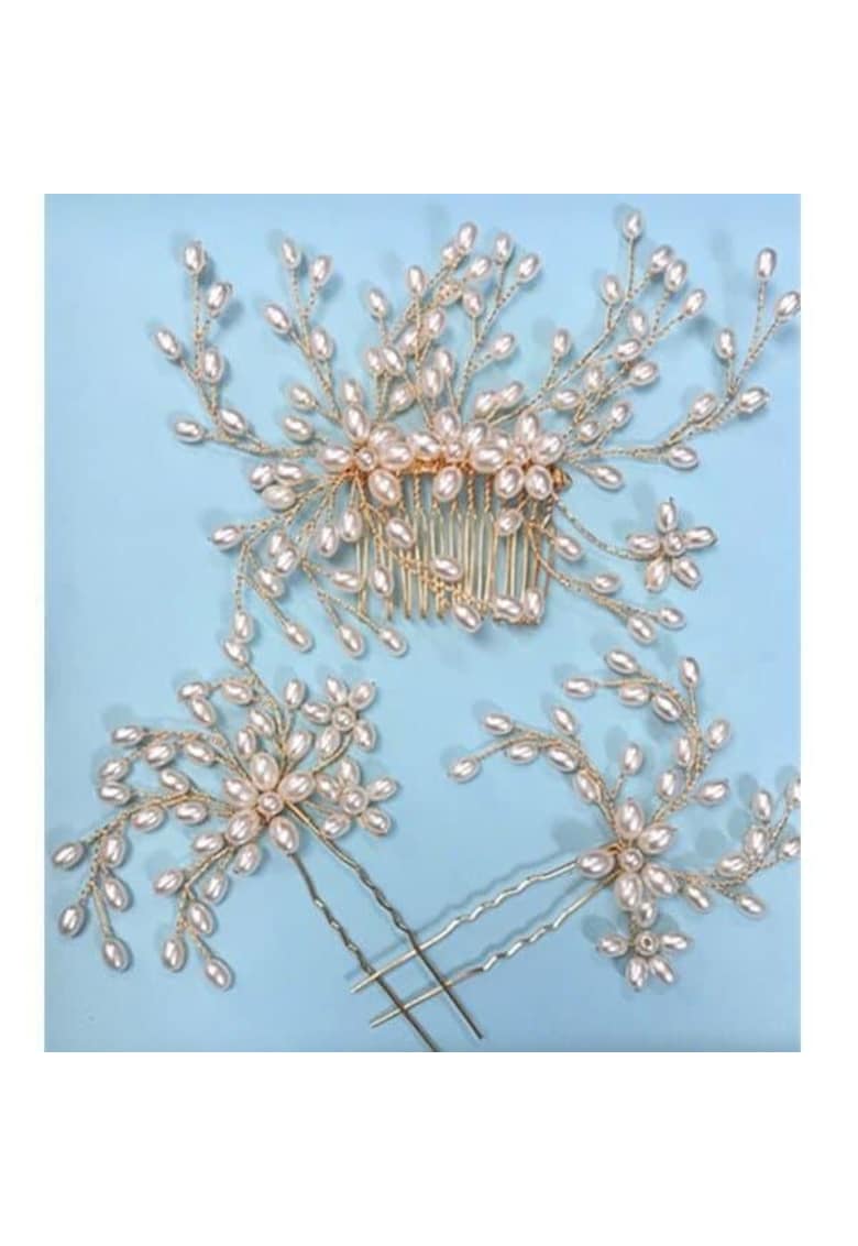 Oferte la Set 3 Accesorii par - auriu - cu perle - Magda C1 -