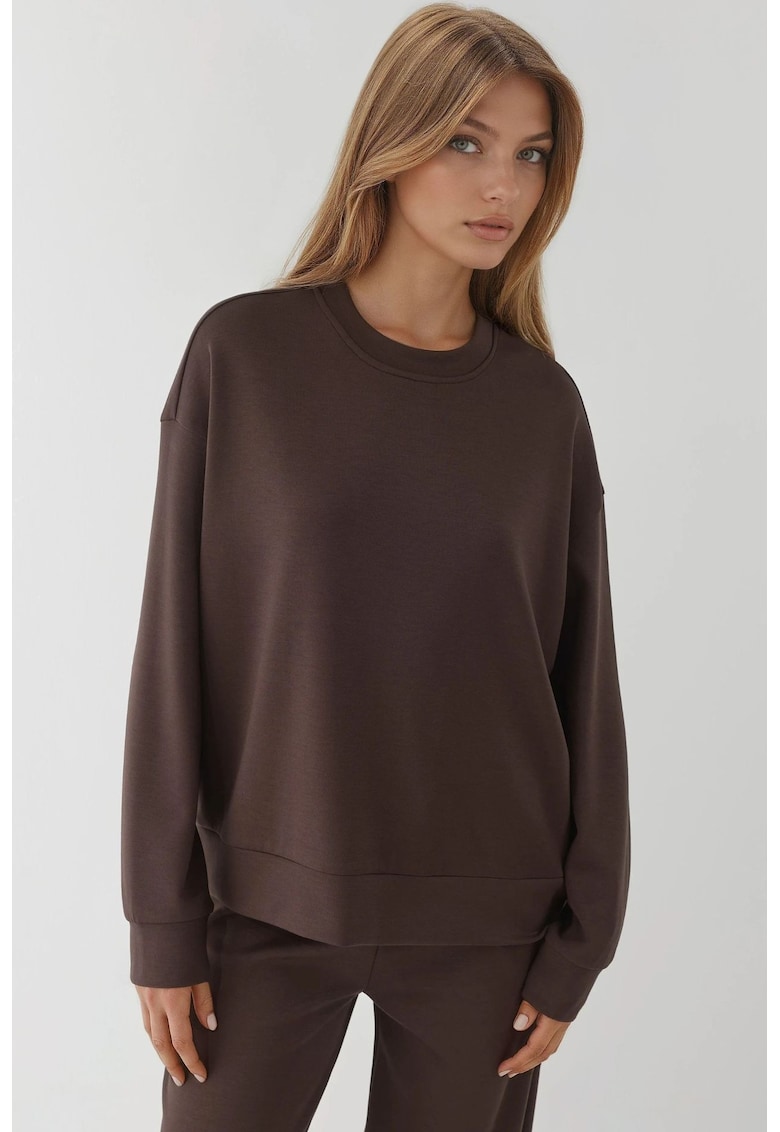 Oferte la Hanorac dama  decolteu rotund - textil - maro cognac