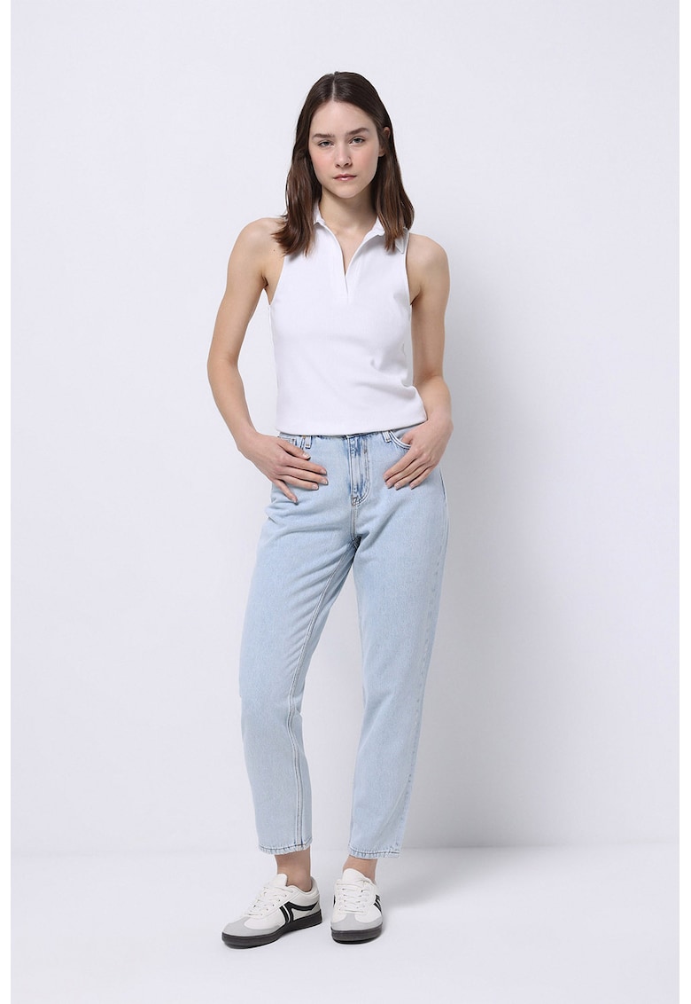 Oferte la Blugi crop drepti - Albastru pal