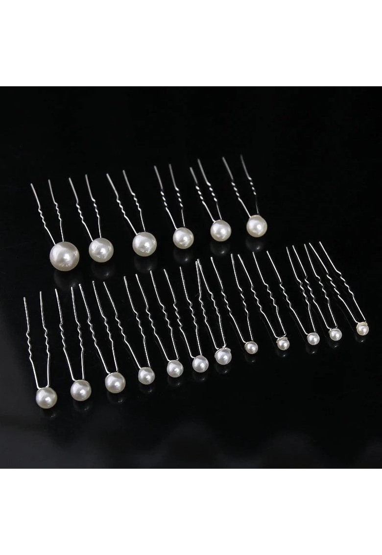 Oferte la Set 18 ace de par - argintii - cu perle - Elvard C15 -