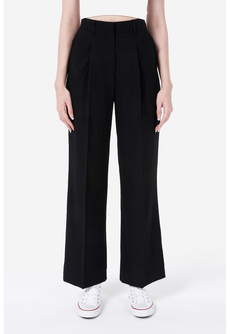 Oferte la Pantaloni ampli cu talie inalta - Negru