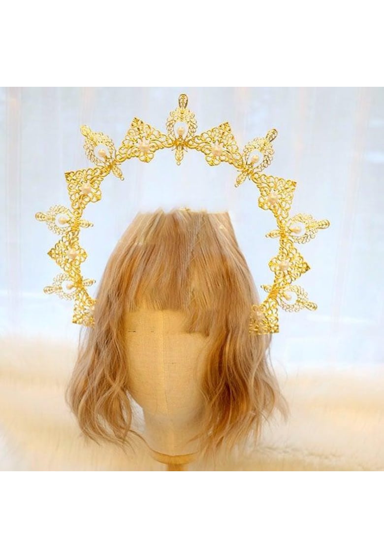 Oferte la Tiara Halo - handmade - aurie - cu perle - Caterina C4 -
