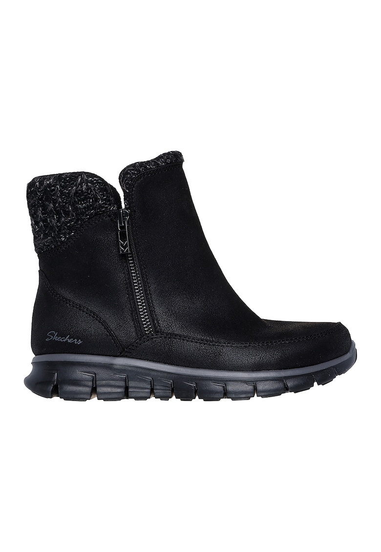 Oferte la Ghete din piele ecologica cu fermoar Synergy Lovely Collab - Negru