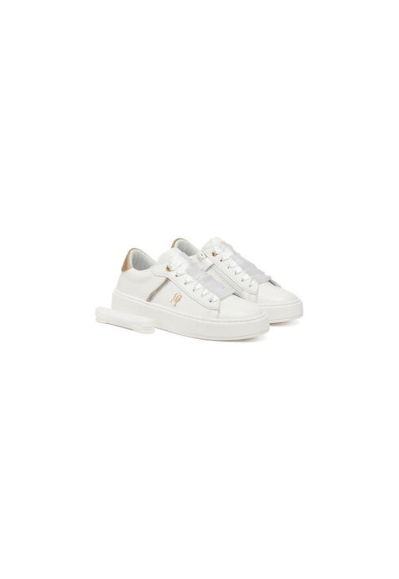 Oferte la Pantofi sport copii -  piele ecologica - alb - detalii metalice -