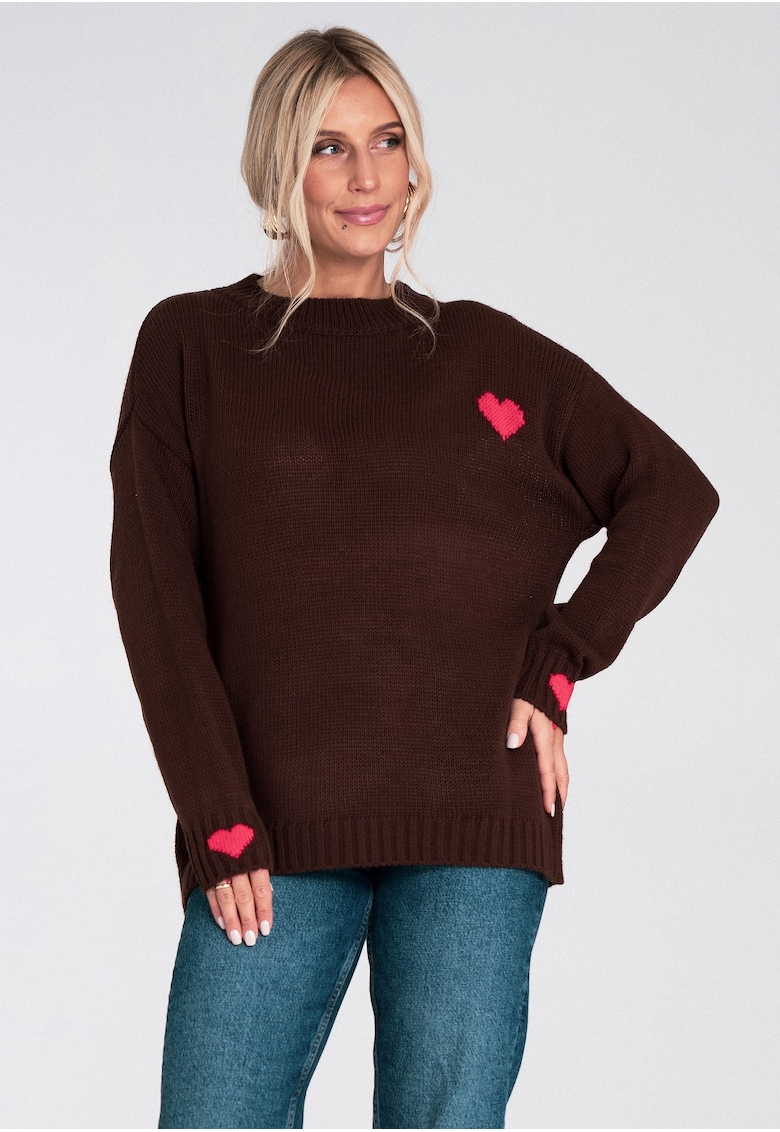 Oferte la Pulover dama -  M1240 - tricotat gros - maro