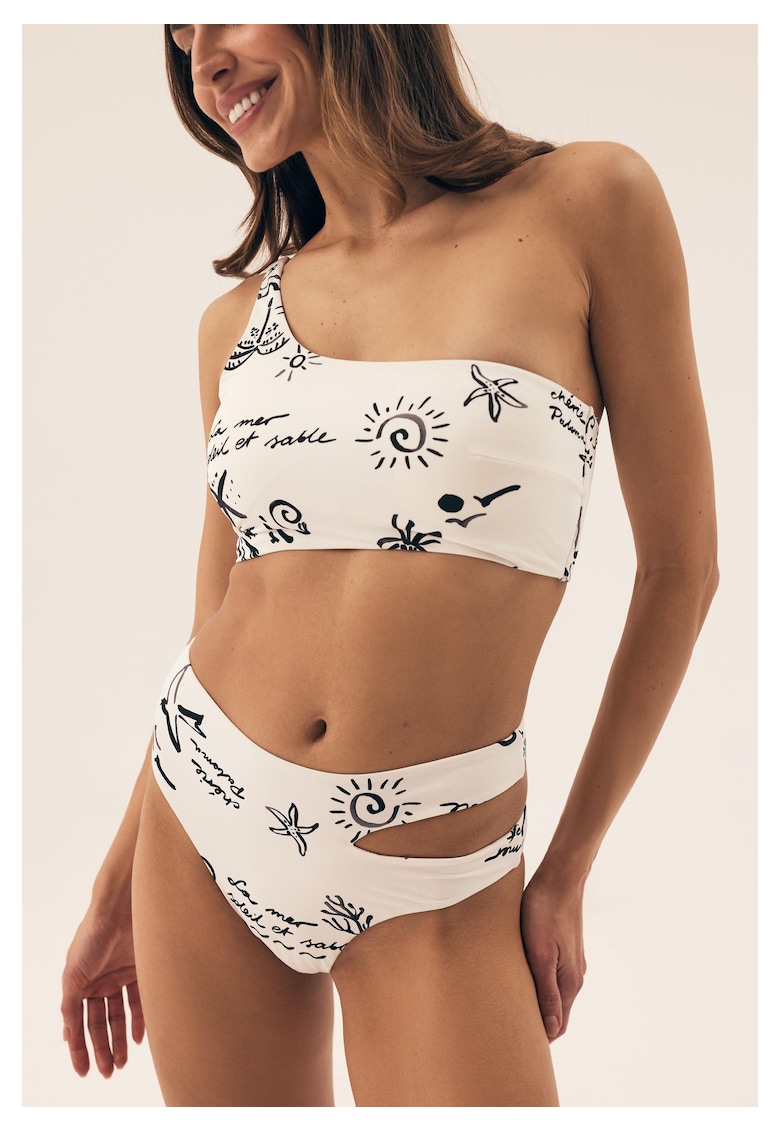 Oferte la Chiloti bikini cu talie inalta Alb crem Firenze - Alb