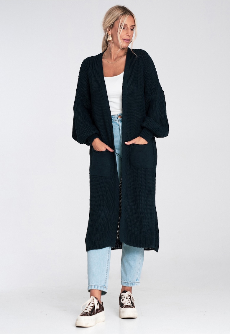 Oferte la Cardigan lung  bleumarin - subtire - fara inchidere - pentru femei acril