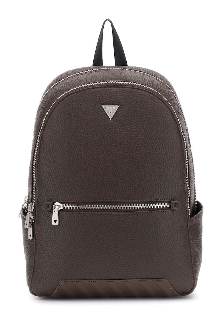 Oferte la Rucsac de piele ecologica cu logo metalic - Maro inchis