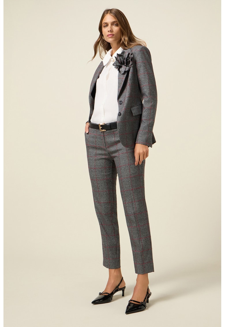 Oferte la Pantaloni crop cu croiala in carouri - Gri inchis