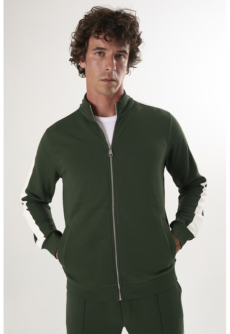 Oferte la Bluza de trening din bumbac cu fermoar - Verde inchis