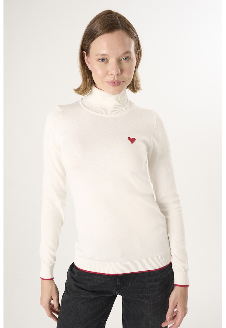 Oferte la Pulover slim fit cu guler inalt - Crem