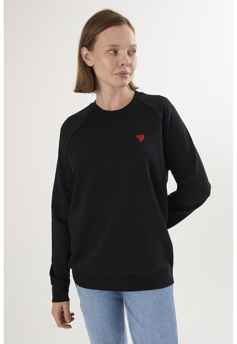 Oferte la Bluza lejera de trening din bumbac cu maneci raglan - Negru