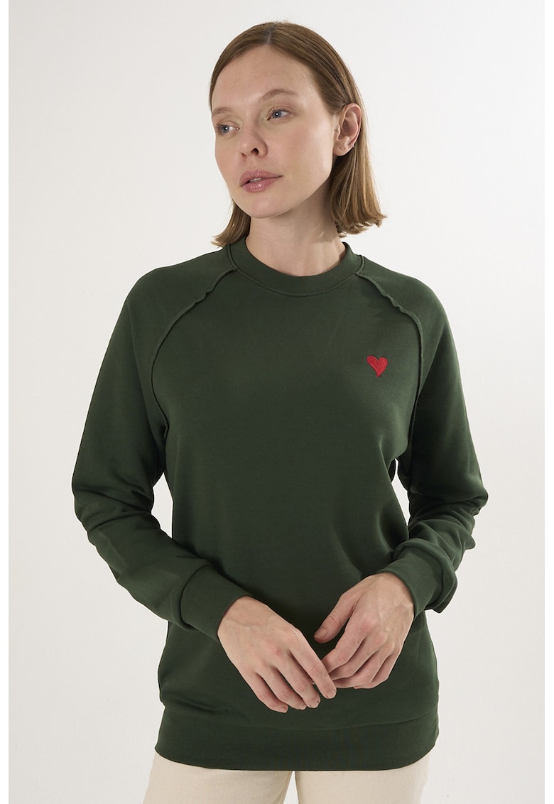 Oferte la Bluza lejera de trening din bumbac cu maneci raglan - Verde inchis