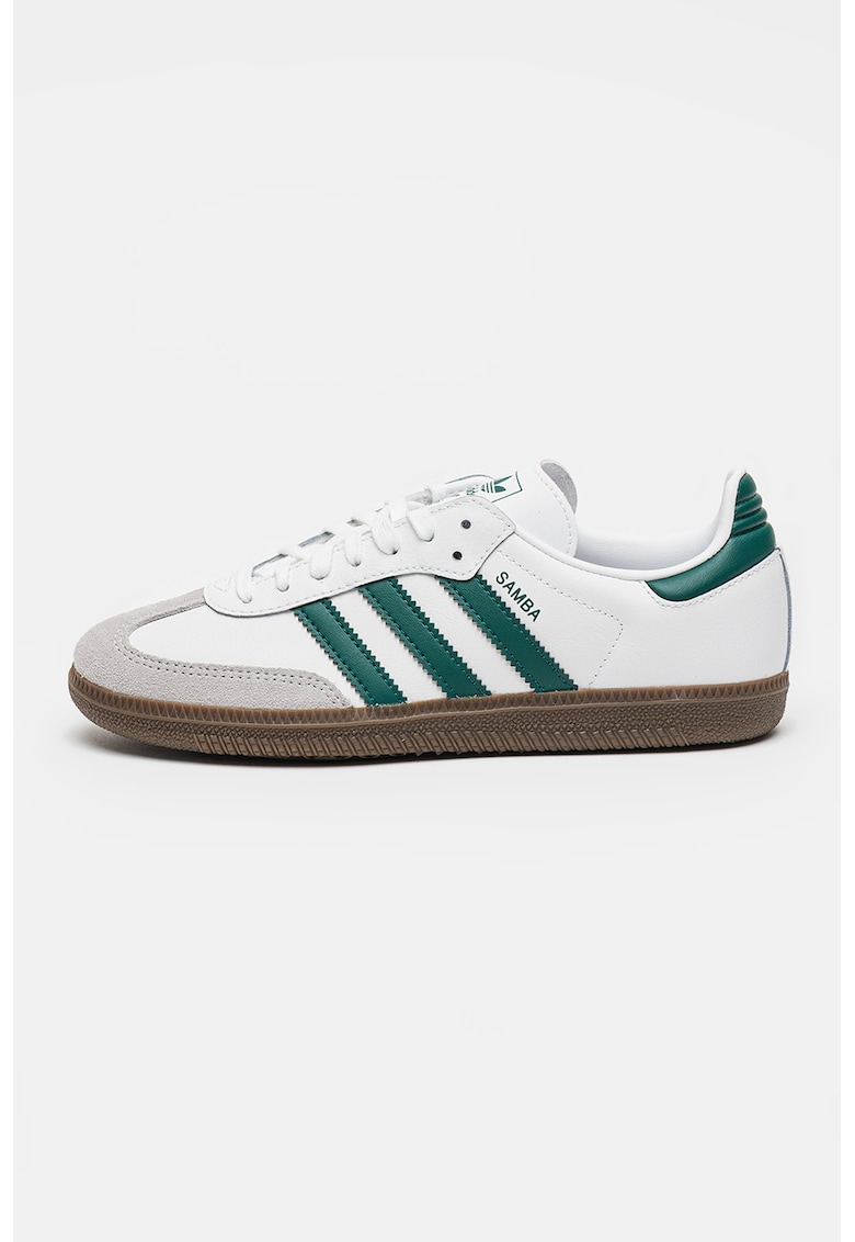 Pantofi sport Samba OG de piele ecologica cu insertii din piele intoarsa - Alb/Verde englez