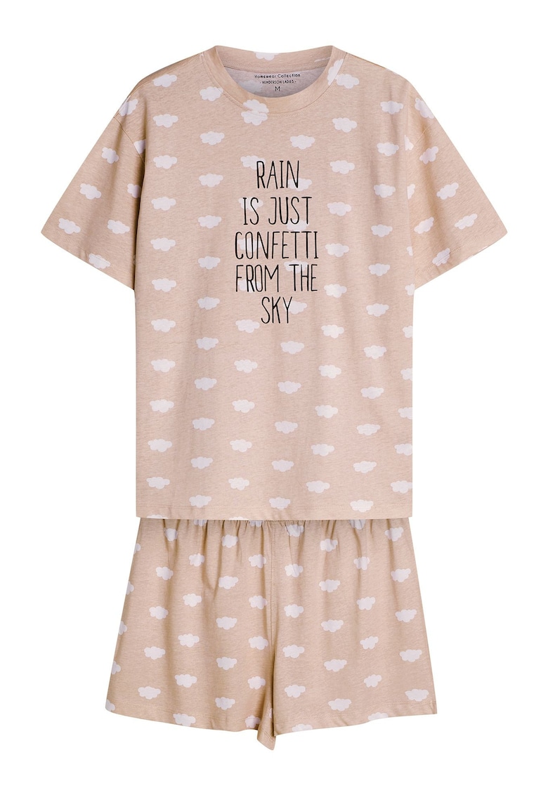 Oferte la Pijama dama -  Nubes - bej nisip - bumbac - maneca scurta - pantaloni scurti