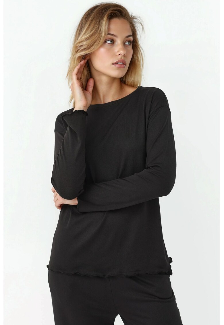Oferte la Set pijamale  maneca lunga - croiala lejera - negru - jerseu -