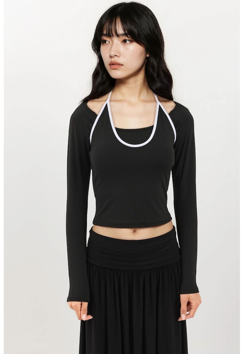 Oferte la Bluze dama -  bluza tricotata - maneca lunga - negru - jerseu