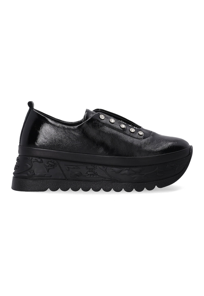 Oferte la Pantofi din piele naturala cu talpa wedge si strasuri