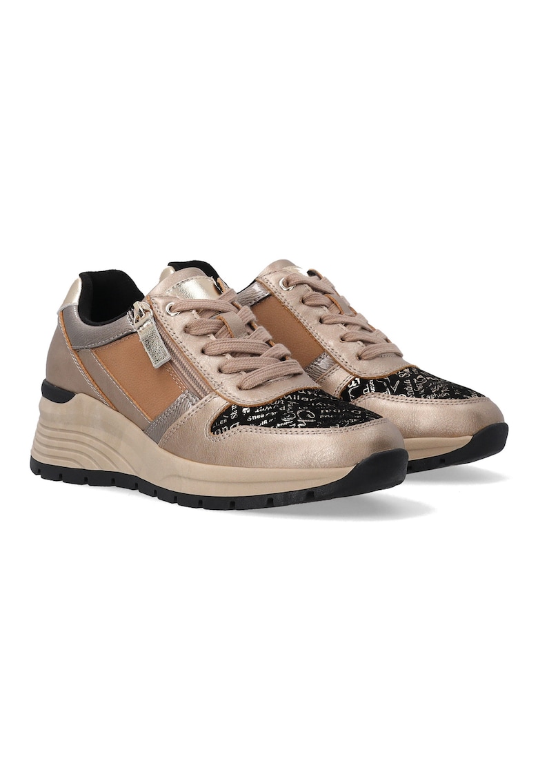 Oferte la Pantofi sport din piele cu aspect metalizat si talpa wedge