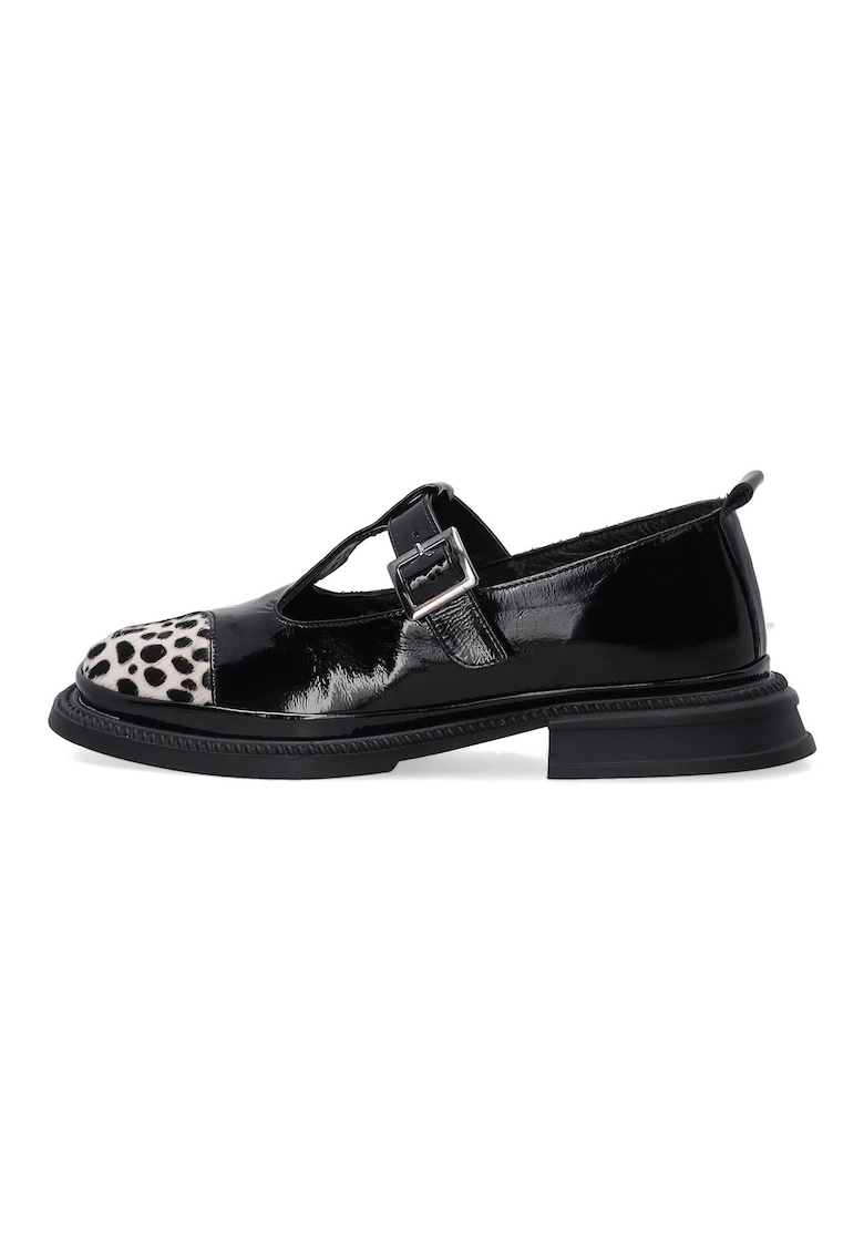 Oferte la Pantofi Mary Jane din piele lacuita cu detalii din piele cu par scurt