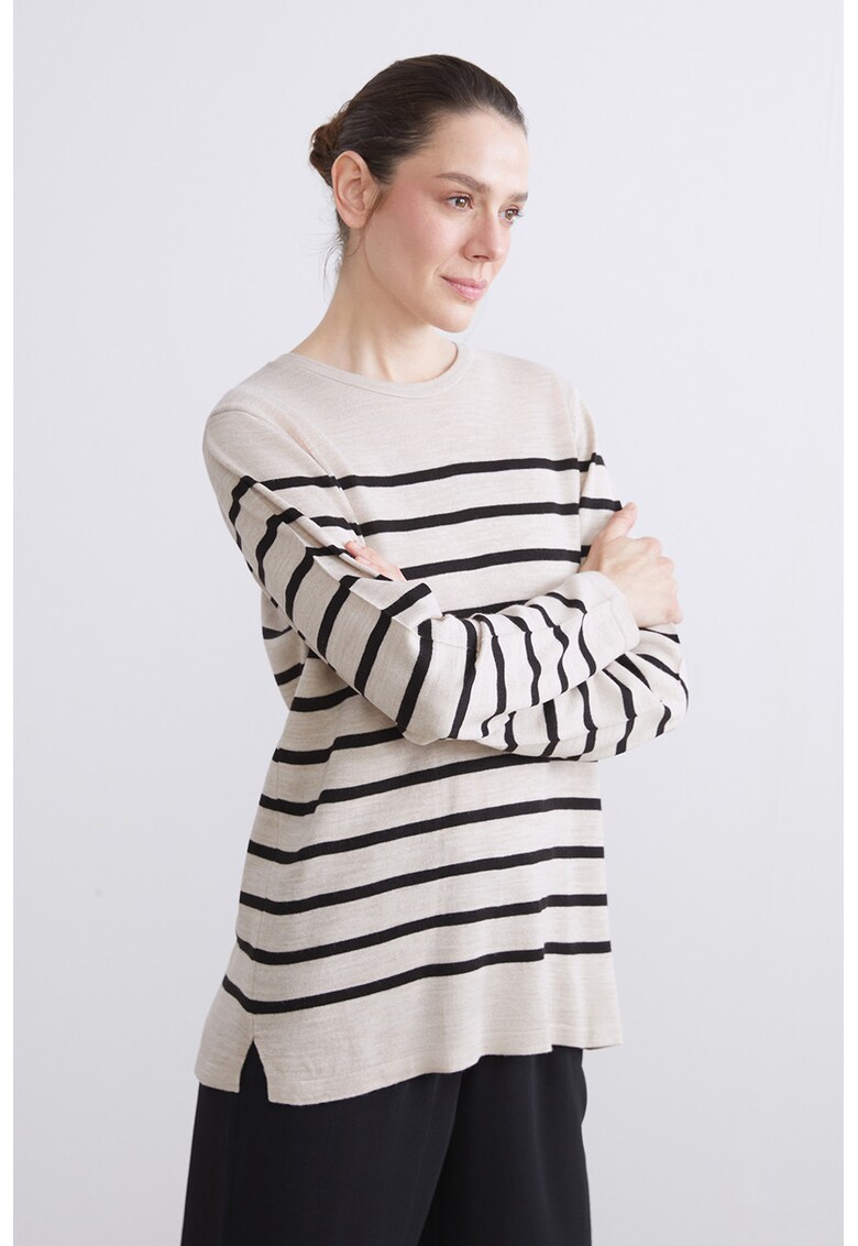 Oferte la Pulover lejer cu dungi - Negru/Bej
