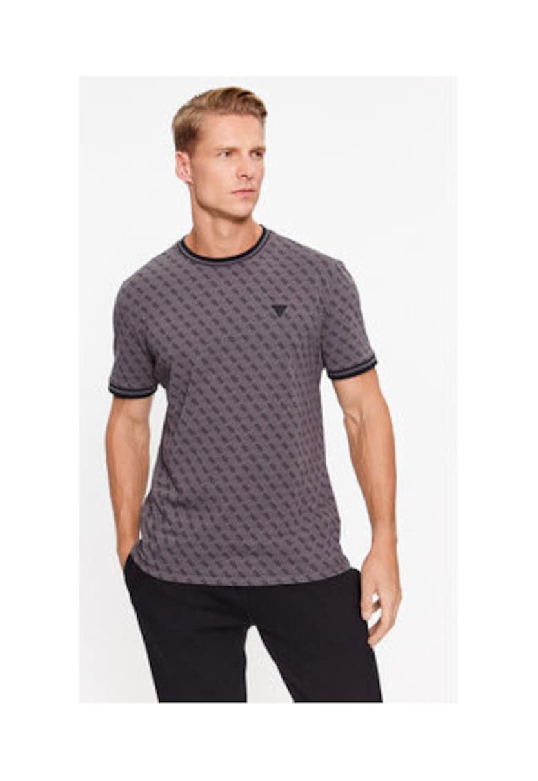 Oferte la Tricou cu guler la baza gatului si imprimeu logo -