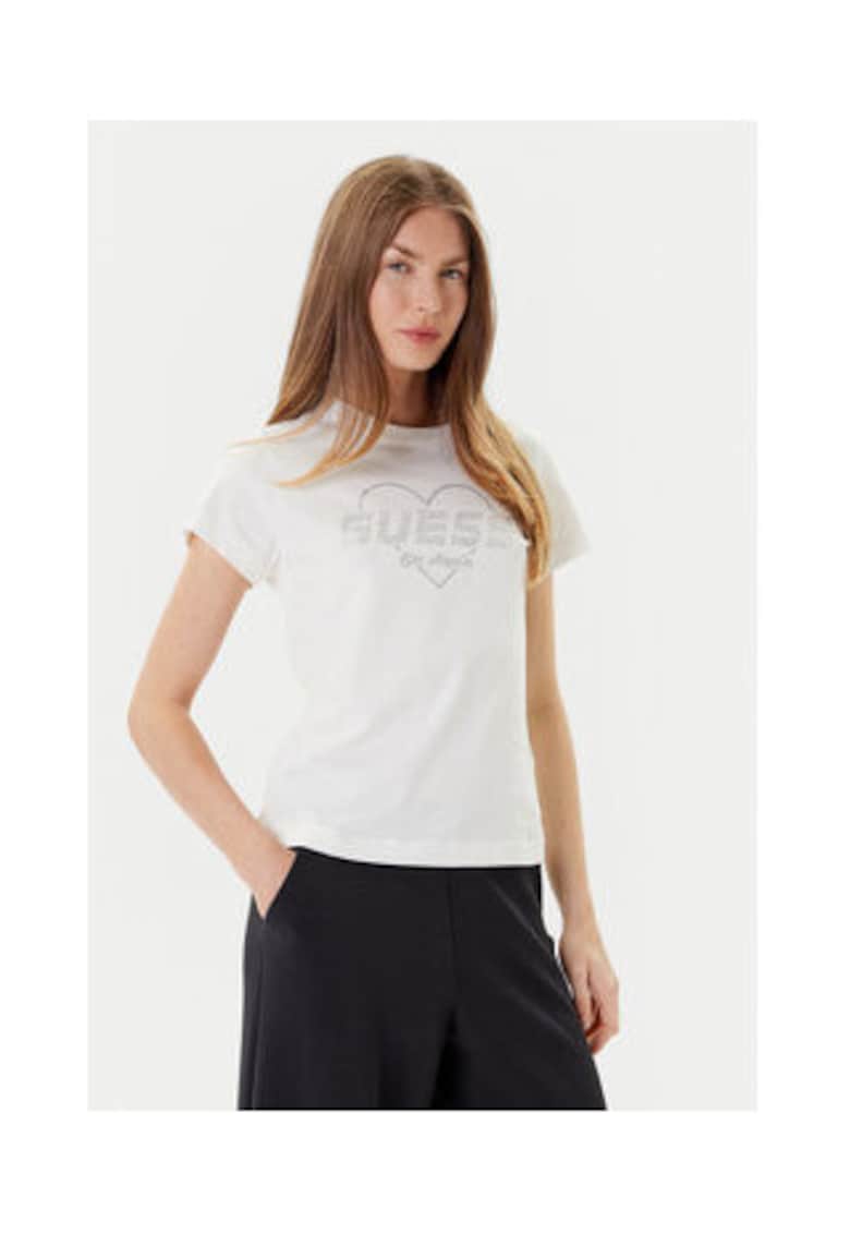 Oferte la Tricou cu imprimeu inima si strasuri - Ecru