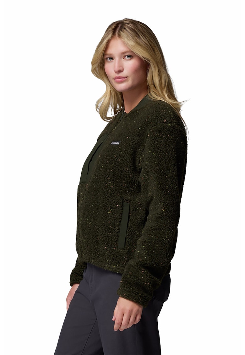 Oferte la Bluza de trening din material teddy pentru trekking Stellar Path - Verde padure