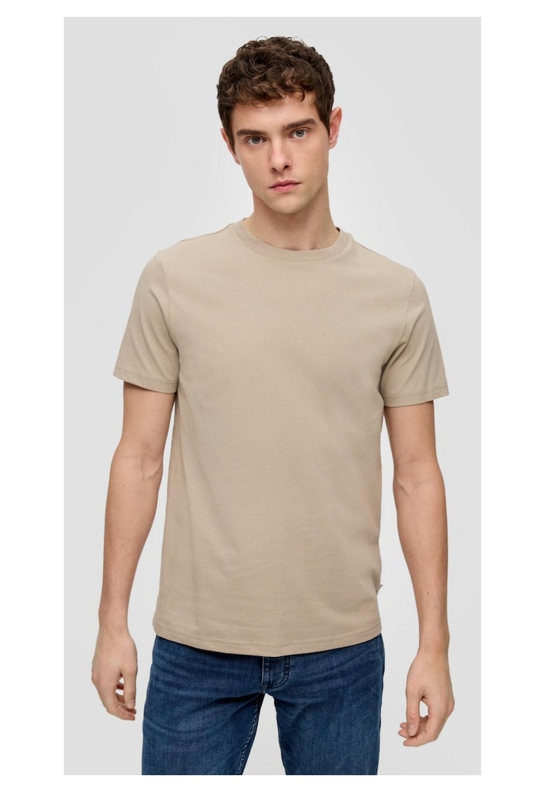 Oferte la Tricou barbati cu decolteu la baza gatului si croiala Regular fit - Q/S by s.Oliver - Crem