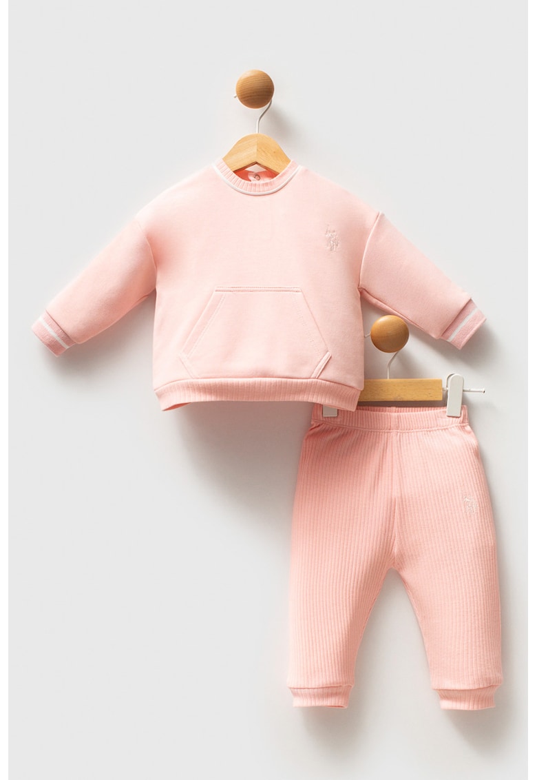 Oferte la Set de bluza de trening si pantaloni sport de bumbac - Roz deschis