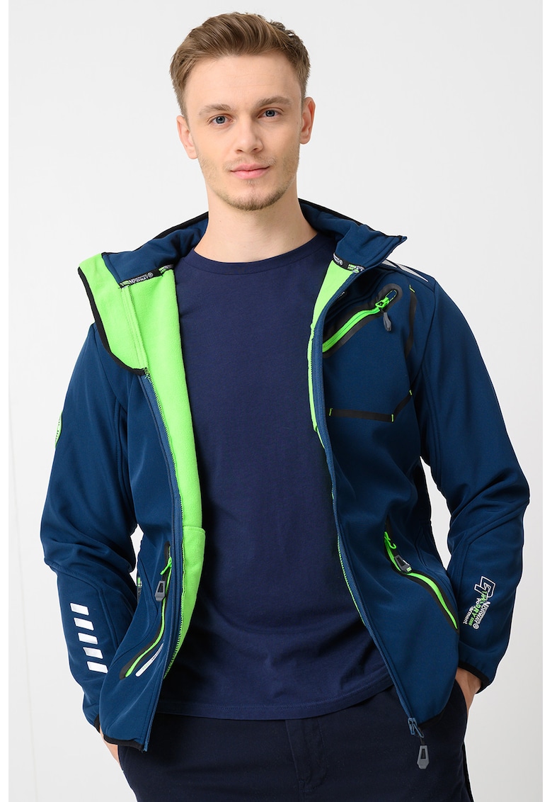 Oferte la Jacheta cu fermoar si gluga Royaute - Verde lime/Bleumarin