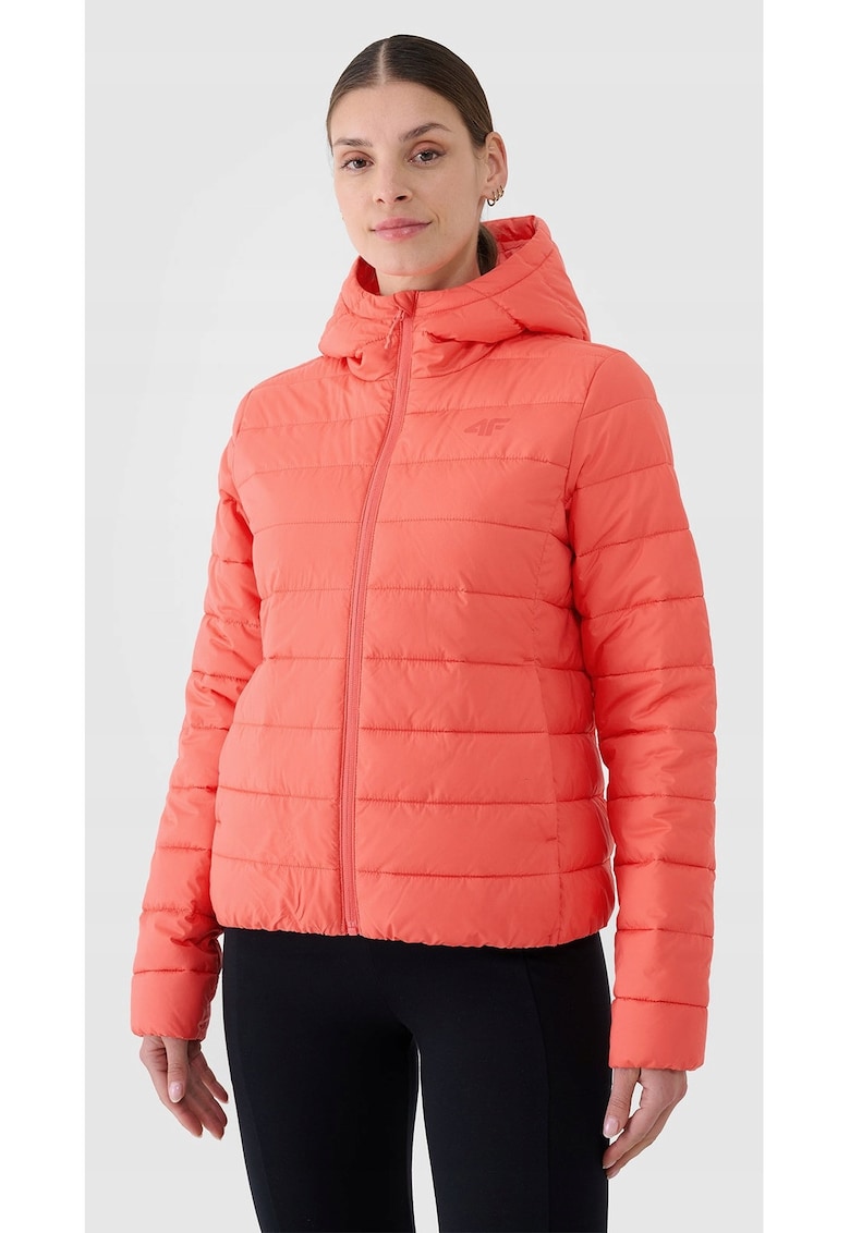 Oferte la Jacheta de puf  pentru femei - rosie - umplutura sintetica reciclata - design usor - gluga integrata - slim fit - sezon primavara-vara