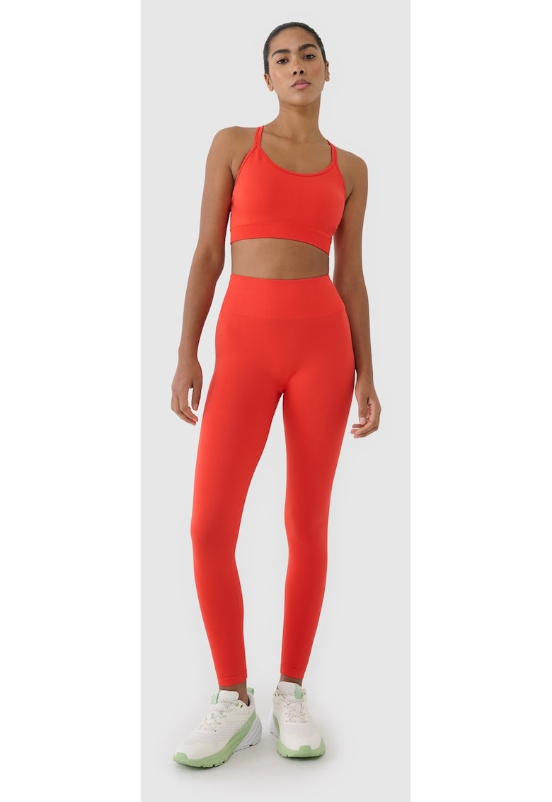 Oferte la Colanti antrenament femei  rosu - talie inalta - efect push-up - croiala slim
