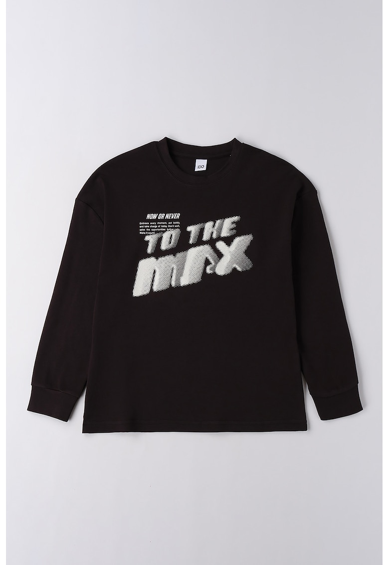 Oferte la Bluza din amestec de bumbac cu imprimeu - Negru