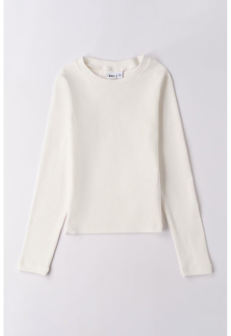 Oferte la Bluza din amestec de bumbac cu aspect striat - Crem