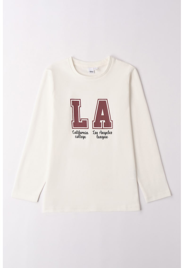 Oferte la Bluza de bumbac cu imprimeu text - Alb