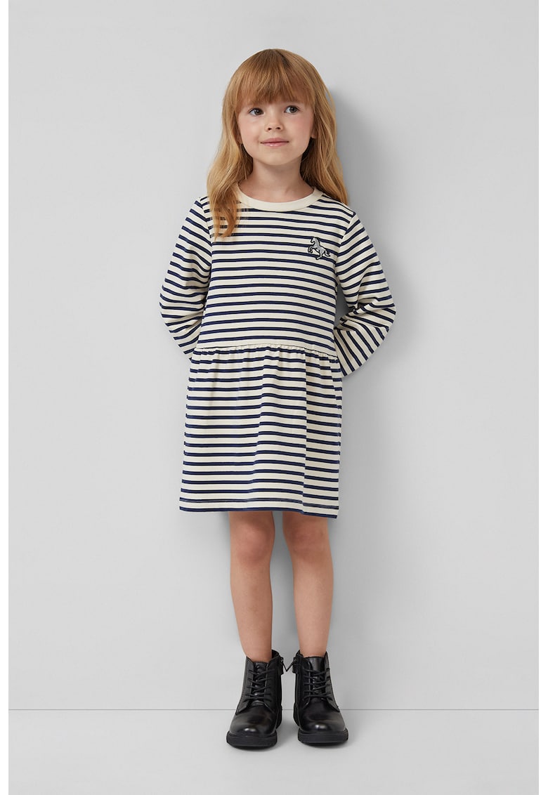 Oferte la Rochie evazat cu dungi - Bej/Bleumarin