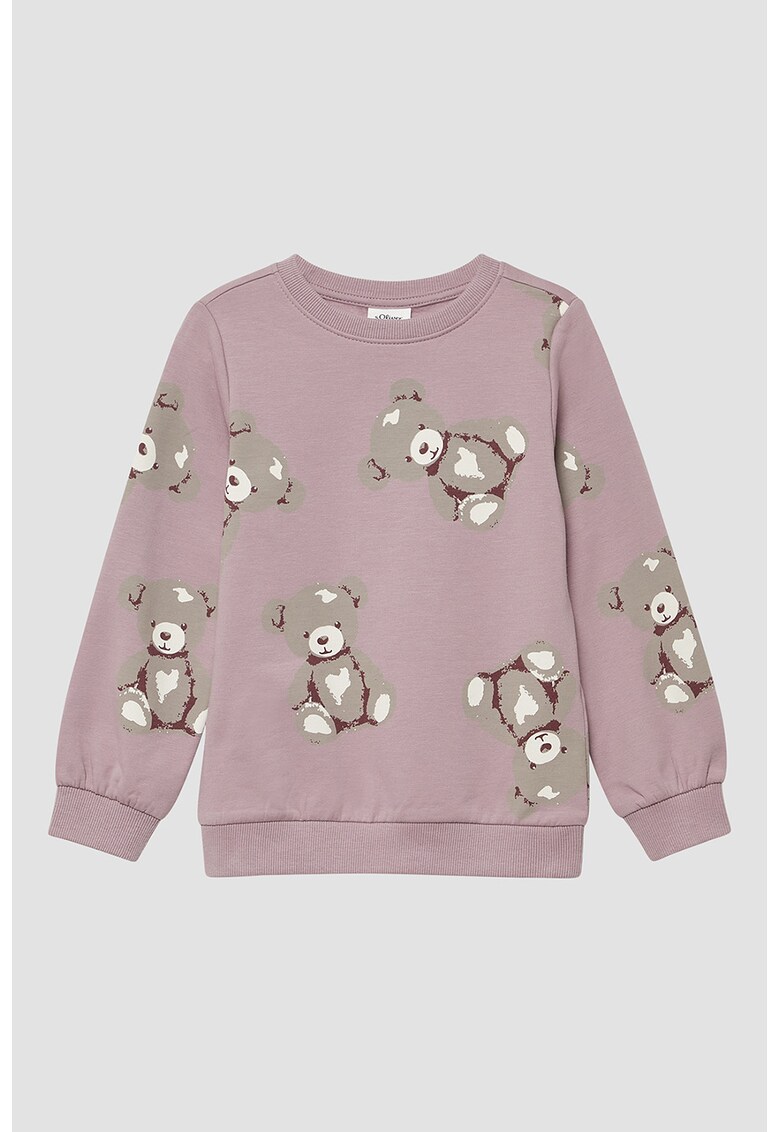 Oferte la Bluza de trening cu imprimeu grafic - Maro taupe deschis/Lila