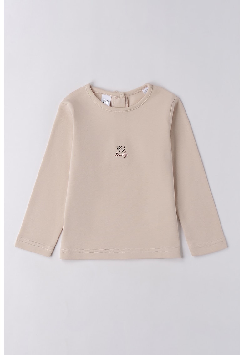 Oferte la Bluza de bumbac cu decolteu rotund - Bej
