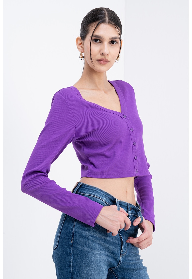 Oferte la Cardigan crop cu decolteu in V - Violet