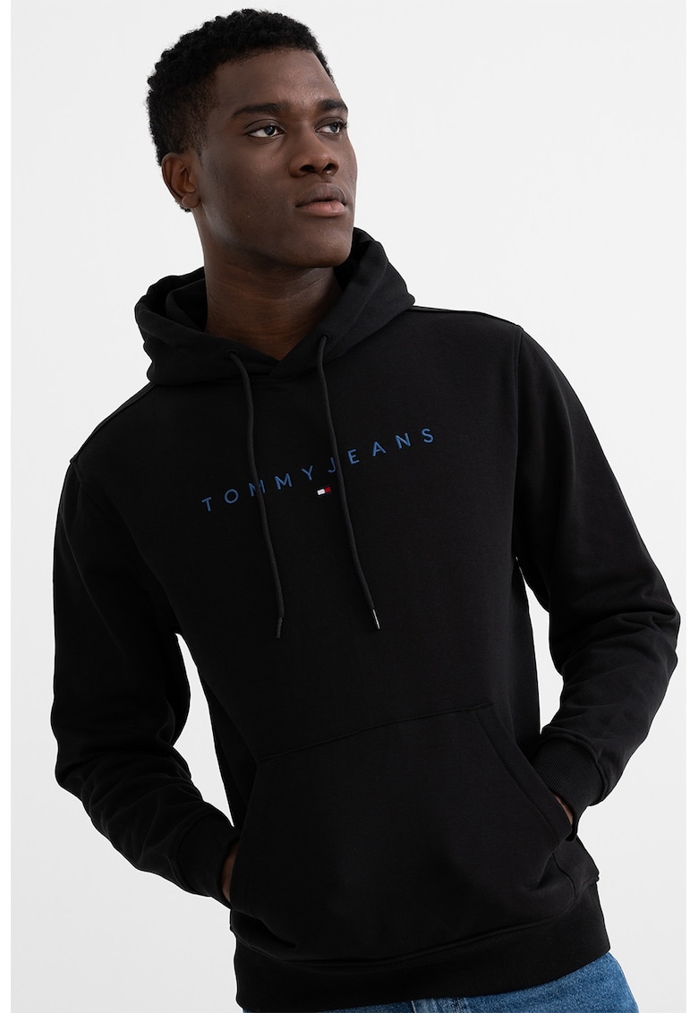 Oferte la Hanorac din amestec de bumbac cu logo brodat - Negru