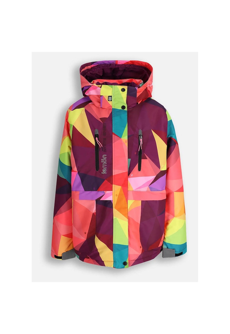Oferte la Geaca impermeabila cu gluga cu imprimeu geometric