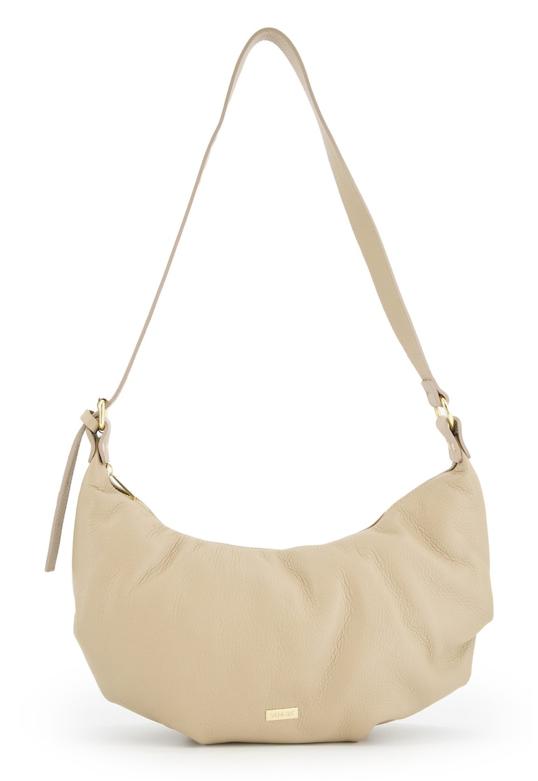 Geanta dama  crossbody - piele naturala - 2 compartimente - bej - 27x40x8cm