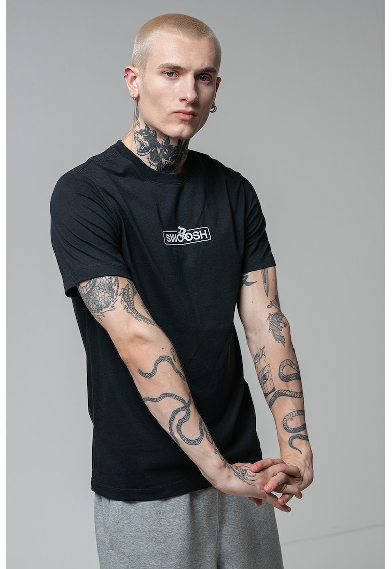 Tricou cu decolteu la baza gatului - Alb/Negru