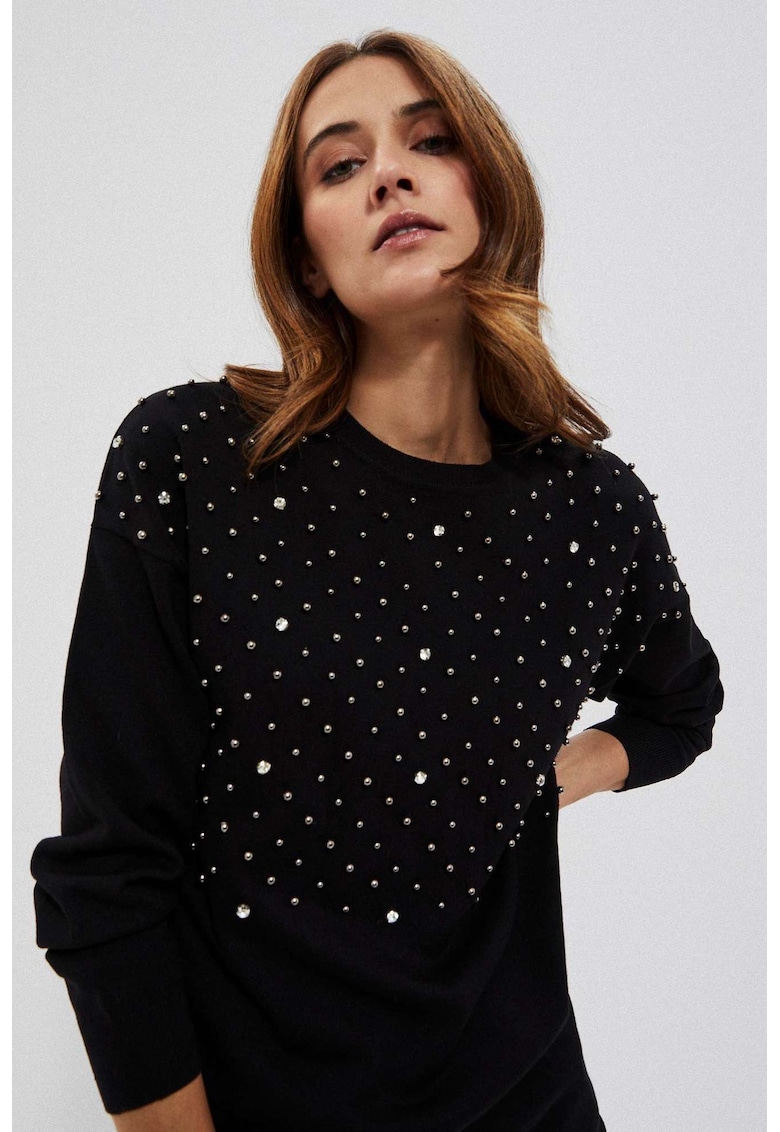 Oferte la Pulover  negru cu perle - Negru