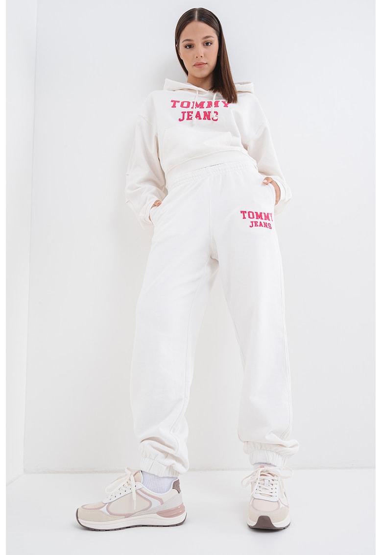 Oferte la Pantaloni de trening din bumbac cu logo - Roz zmeuriu/Alb optic