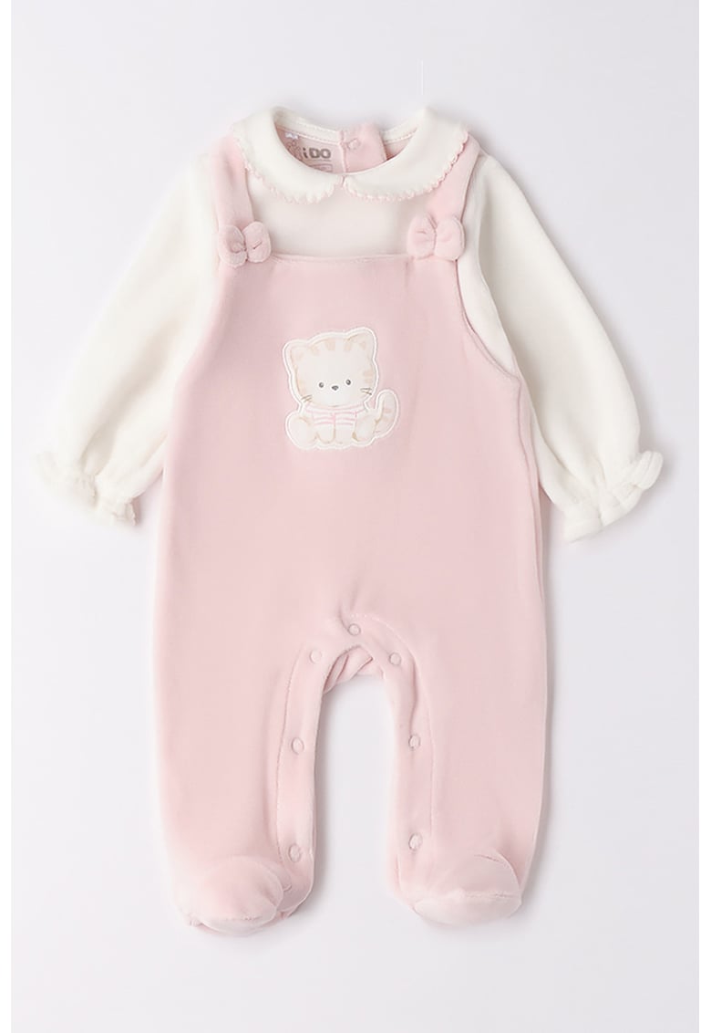 Oferte la Salopeta 2 in1 cu botosei - Alb fildes/Roz pastel