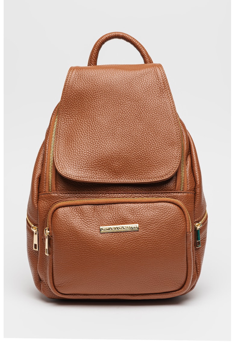 Oferte la Rucsac din piele cu aspect granulat - Caramel